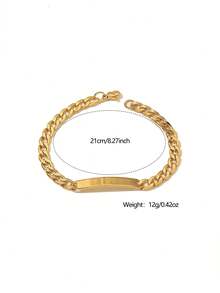 1pc Minimalist Elegant Copper Alloy Gold Plated Amulet Chain Bracelet, Suitable For Women's Daily Wear, Holiday Gift - Yellow Gold - View 4