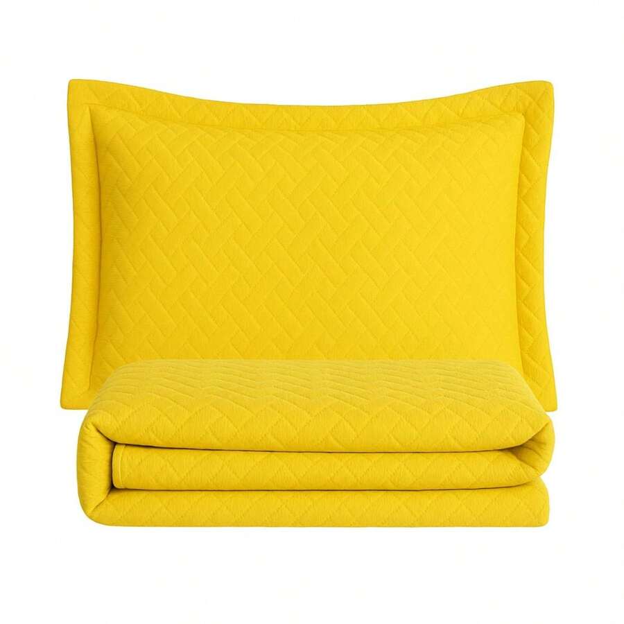 Bedspread Kit Bed Linen Set Single Bed 2 Pieces With Elastic Around Sleep Soft Children's Bedroom Boy Girl Yellow - 黃色 - 查看 1