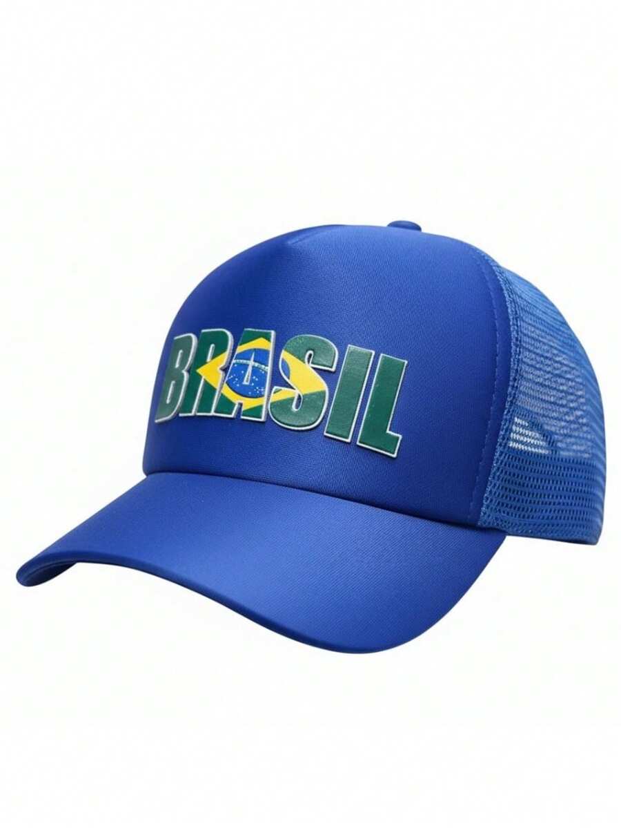 Brazil Retro Adjustable Style Casual Printed Cap With Sun Protection - Azul - Ver 1