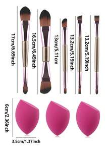 8-Piece Rose Gold Double-Ended Makeup Brush Set With Olive-Cut Portable Makeup Brush Set New Style Makeup Tools - Multicolor - View 2