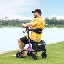 WALK MATE Walkers For Seniors, Rollator Walker With Seat, 8" Rubber Wheels All Terrain Rollator Walker With Backrest, Aluminum Walkers Built-In Cable, Foldable And Adjustable Height For Seniors, Purple - View 11