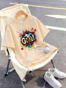 这款女童短袖T恤采用独特的创意英文印花设计，搭配柔软的圆领设计，是一款休闲的橙粉色T恤。 - 杏色 - 查看 1