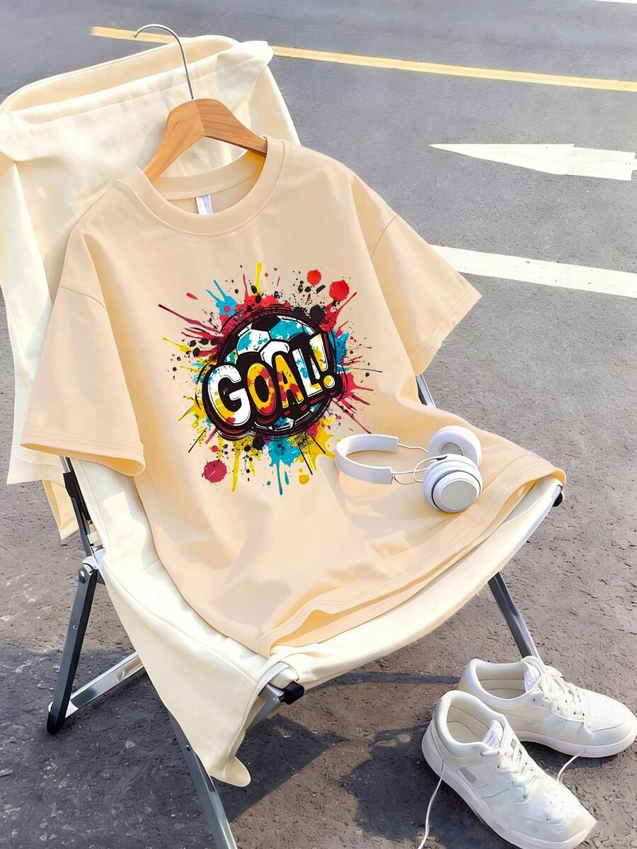 这款女童短袖T恤采用独特的创意英文印花设计，搭配柔软的圆领设计，是一款休闲的橙粉色T恤。 - 杏色 - 查看 1