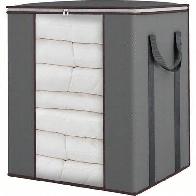 Extra Large Blanket Storage Bags 120L Comforter Storage Bags With Reinforced Handles Breathable Clothes Storage Containers For King Comforter Bedding Pillow Sheet Grey