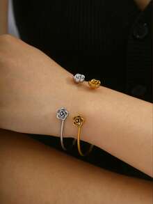 TONSI 1 chiếc vòng cổ mặt hoa hồng bằng thép không gỉ mạ vàng 18K phong cách Hàn Quốc thanh lịch quyến rũ thời trang chất lượng cao, thích hợp cho mùa hè, ngày lễ, du lịch, công việc, trang phục hàng ngày, tiệc tùng, quà tặng cho phụ nữ - Vàng - Xem 7