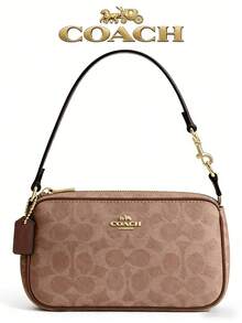 COACH Women's Shoulder Bag In Blocked Signature Canvas Purse Gift For Women Purse And Bags For Women Underarm Bag Satchel Bag Holiday Gift For Her Minimalist: The Elegant Bag Is A Streamlined Classic. Featuring A Zip Closure, The Petite Shoulder Bag Sits Just Beneath The Underarm With The Short-Strap Or It Can Be Carried As A Clutch Our Signature Canvas: The Best Kind Of Mix Up. This Rich, Mixed Leather Design Combines Sophisticated Smooth Leather With Our Signature Canvas - For A Perfectly Iconic Designer Handbag On-The-Go Essentials: This Clutch Bag Features A Zipped Closure To Keep All You - 杏色 - 查看 2