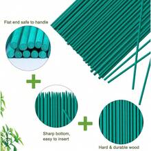 Plant Stake 17 Inch SupKing Wood Plant Sticks 30 Packs Orchid Stakes Sturdy Green Bamboo Plant Support Stake Gardening Floral Potted Plant Support - Green - View 1
