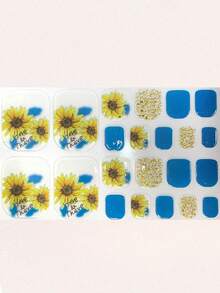 New Summer Toe Nail Art Stickers, Plant & Floral Designs, Letter Patterns, Chrysanthemum Nail Decals - Multicolor - View 3
