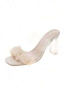 Sandalias De Cristal Tacones Blancos Transparente Para Mujer - Blanco - Ver 6