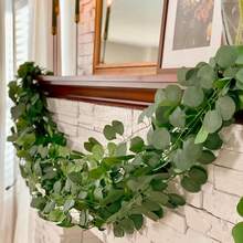 1/12/240pcs Artificial Eucalyptus Wreath, White Flowers, Silver Eucalyptus Leaves & Stars Wreath, Fake Green Plant Vines, Suitable For Wedding, Party, Fireplace, Table Runner, Home Decor, Room Decor, Bathroom Decor, Office Decor, Bedroom Decor, Summer Decor - Green - View 7