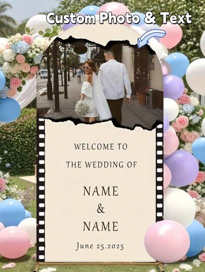 1 יחידות לוח רקע בצורת קשת בהתאמה אישית, עיצוב תמונה וטקסט אישי, לוח קישוט קשת חתונה רב-תכליתי בגדלים מרובים, חומר עמיד וגמיש, מתאים ליום הולדת, חתונה, מסיבה ואירועים שונים, נהדר למתנות דקורטיביות