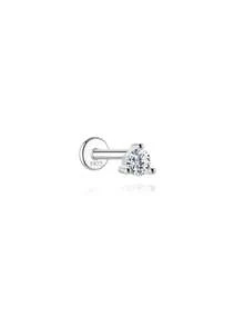 SereneSpark 1Pc 925 Sterling Silver Moissanite Classic Geometric Elements Stud Earring Flat Back Cartilage Helix Piercing Hypoallergenic Pure Silver Suitable For Women For Daily, Dates, Vacation, Wedding, Party, Holiday Gift - Silver - View 19