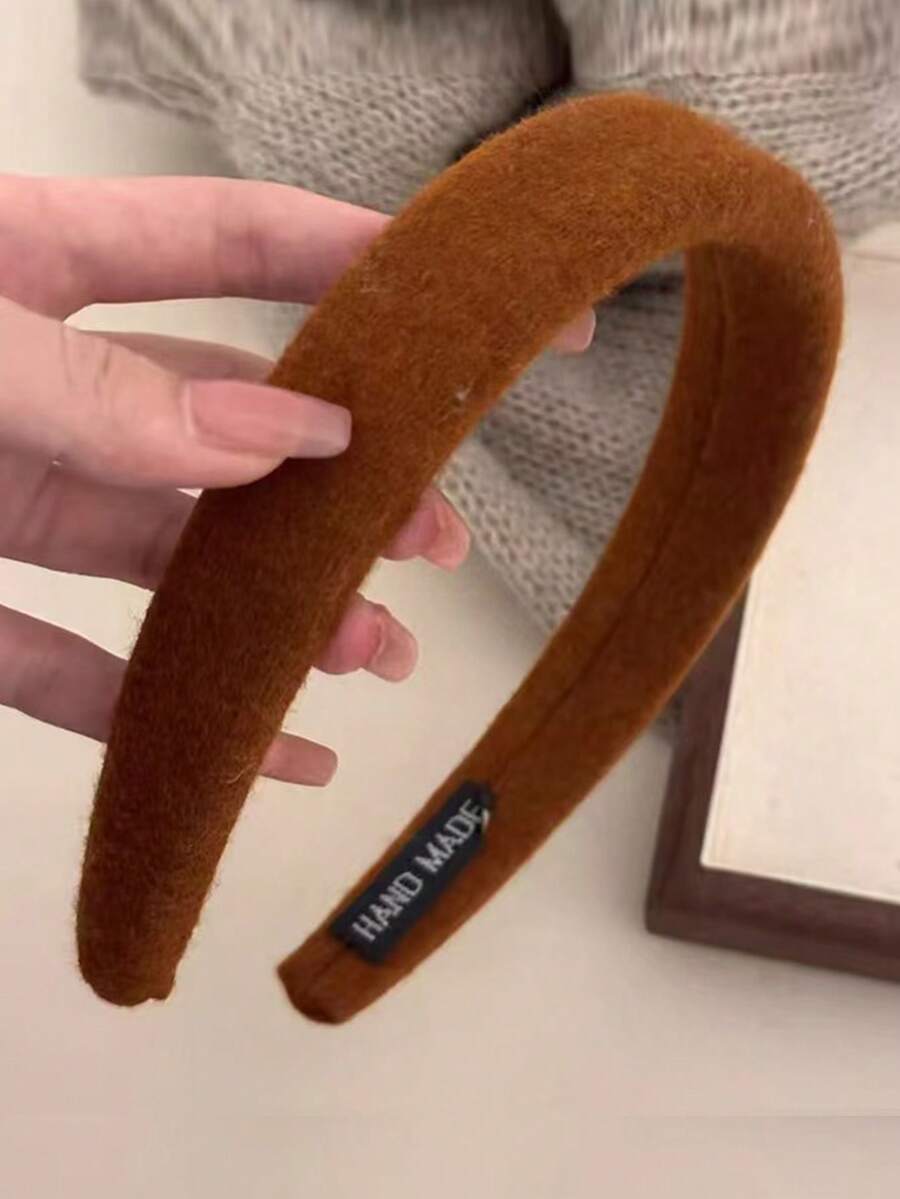 1件装时尚简约百搭宽发带，女士配饰 - 棕色 - 查看 1