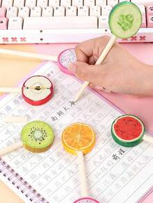 1支返校水果造型中性笔，0.5毫米水果切片设计，情人节文具，新奇文具礼品，学生用品，奖励笔 - 水果切片 - 查看 4