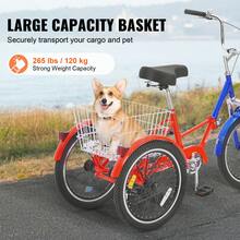 Folding Adult Tricycle, 20-Inch 7-Speed Adult Folding Trikes, Carbon Steel 3 Wheel Cruiser Bike With Large Basket & Adjustable Seat, Shopping Picnic Foldable Tricycles For Women, Men, Seniors - Đỏ - Xem 4