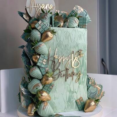 3pcs/6pcs Gold Acrylic "Happy Birthday 18/21/30/40/50/60/70" Cake Topper, Birthday Party Cake Decoration, Happy 18th Birthday