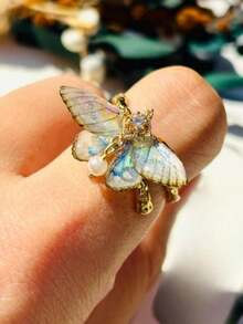 1pc Moth Ring With Cute Moth Wings Rings, Insect Fairy Jewelry, Handmade Gift For Her - Ring - View 6
