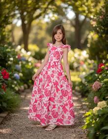 Three Marias Summer Fashion Teen Long Dress - Màu Hồng Tươi - Xem 3