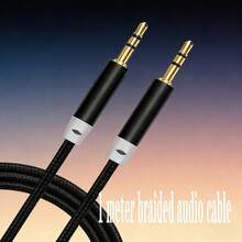 1根3.5毫米尼龙编织立体声音频线，AUX音频线，3.5毫米双头耳机数据线，耳机/车载音频连接适配器 - 彩色 - 查看 2