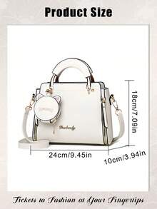 Crossbody Bags For Women, Fashionable Spliced Contrasting Color Personalized Versatile Shoulder Bag, Popular Design Round Handle Handbag,  Classic Square Women's Hand-Held Crossbody Bag. Suitable For Offices, Universities, Work, Business, Commuting, Outdoor Activities, Travel, And Outings. - 彩色 - 查看 5