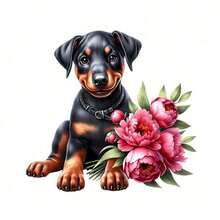 1pc/2pcs/3pcs Puppy And Peony Flower Heat Transfer Printing Patch, DIY Iron-On Fabric Sticker, Suitable For T-Shirts, Hoodies, Baseball Caps, Canvas Bags - 3PCS-s - View 5