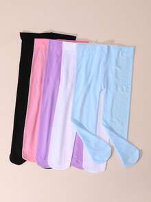 5pcs Women's Minimalist Comfortable Stirrup Tights, Dance Stockings - Multicolor - View 10