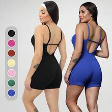 Set Of 2 Ribbed Jumpsuits With Straps For Women's Gym And Sportswear - Fitness - Blue - View 9