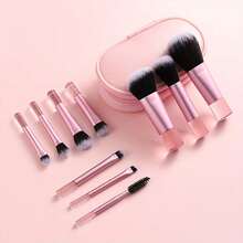 Set Of 10 Classic Multifunctional Makeup Brushes For Cosmetic Application, Ideal For Your Vanity - 粉紅色 - 查看 5