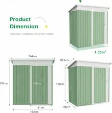 UNIONLINE 5x3ft Metal Shed,Garden Sheds And Outdoor Storage With Lockable Door, Small Outside Storage Box Waterproof For Backyard,Garden(Base Size:150x86CM) - Green - View 3