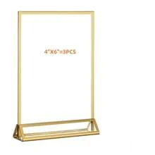 3pcs Acrylic Sign Holder, Double-Sided Gold Display Stand Frame T-Shape 5"X7" (12.7X17.8cm), Suitable For Table Numbers, Menus, Flyers, Weddings, Offices, Photos And Art Displays - Gold - View 13