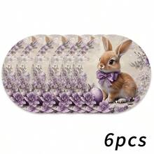 Jogo de 4 jogos americanos com tema de Páscoa, estampa minimalista de coelho com detalhes florais, perfeitos para festas, decoração de feriados e para a Páscoa. Tamanho: 38 x 38 cm. Ideal para decoração de casa, mesas festivas e estilo rústico. Material lavável. Uma ótima opção de presente. - Multicolorido - Ver 14