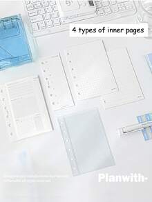 1 Piece Of A7 Transparent Loose Leaf Notebook Fresh And Simple Detachable Ring Buckle Multifunctional Notebook 4 Types Of Inner Pages Suitable For Most Needs Suitable For Daily Use By Men And Women - Multicolor - View 4