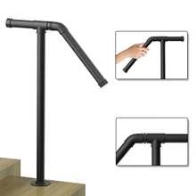 Barandilla para escaleras de 1-2 escalones, construcción de hierro fundido, duradera y resistente a las inclemencias del tiempo, acabado en negro, fácil instalación para escaleras de cubierta o balcón, accesorios de escalera - A - Ver 6