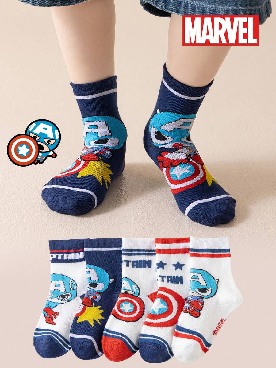 Marvel 5 Pairs Kids Ankle Socks, Super Hero Cartoon Breathable Socks For Boys - Multicolor - View 1