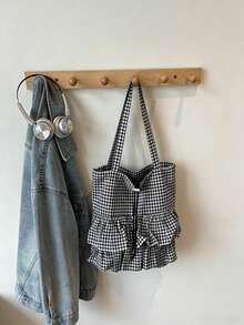 New Commuter Plaid Shoulder Bag, Stylish, Simple, Unique Design, Large Capacity Tote Bag. - Multicolor - View 8