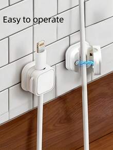 6pcs Multi-Function Cable Clips Organizer, PVC Material Strong Adhesive Cable Tie Mounts, No Drilling Required For Office Desk, Car, Home Cable Management, Practical Small Tool - One Size - View 10