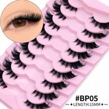 GROINNEYA Half Lashes Natural Fake Lashes Wispy Cat Eye Lashes Clear Band Accent Short False Eyelashes Make Up - 9pairs-bP05 - View 2
