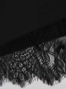 Vestido corto ajustado de encaje para mujer, estilo puro y sensual - Negro - Ver 9