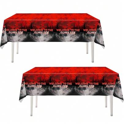 1pc/3pcs/5pcs C Stranger Birthday Party Decorations Tablecloth Red And Black Disposable Plastic Table Covers Decors For Party Supplies Decor