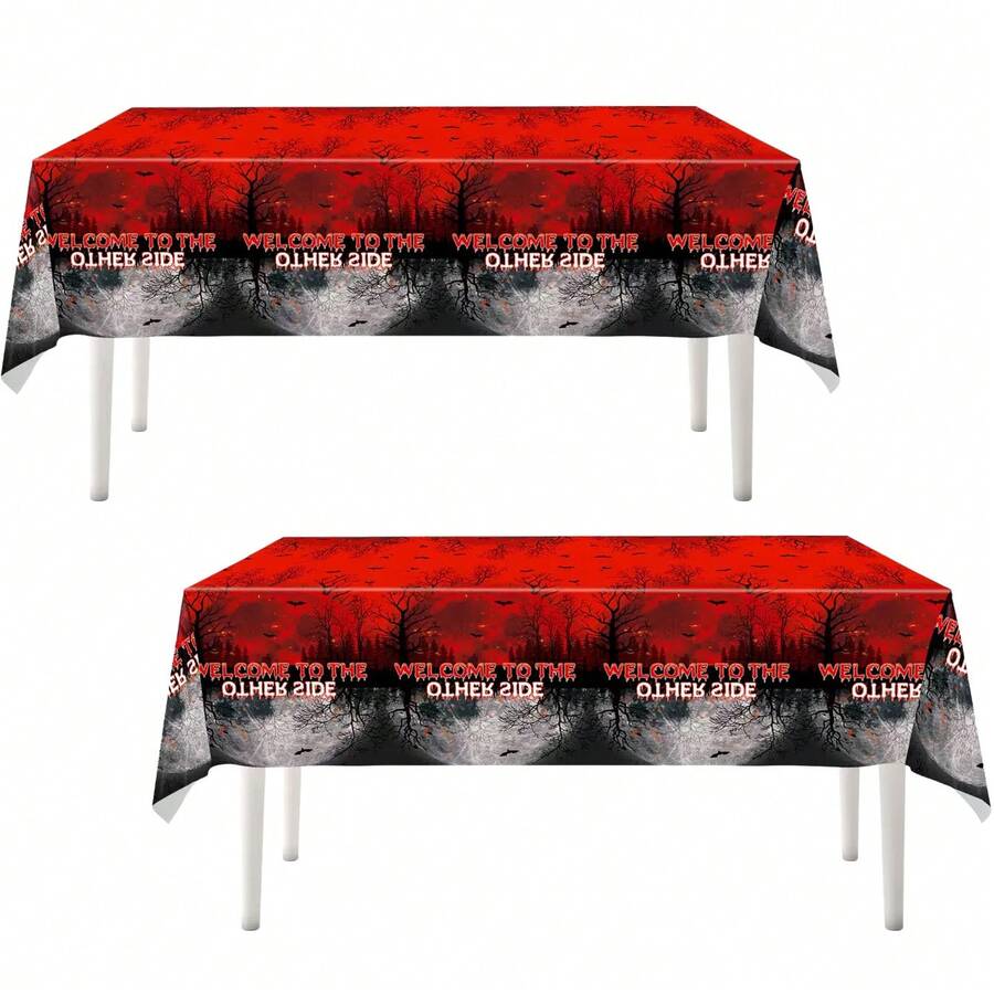 1pc/3pcs/5pcs C Stranger Birthday Party Decorations Red & Black Disposable Tablecloth Party Supplies Decor - Type B - View 1