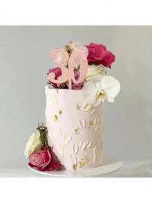 1pc/3pcs Minimalist Gold Acrylic Number 18 21 30 40 50 60 Anniversary Birthday Party Cake Topper - Multicolor - View 4