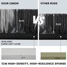 Treeboy Fluffy Area Rug Thick & Shaggy Carpet For Living Room & Bedroom Floor, Home Decor Anti-Slip Soft Carpet Floor Mat - Black and Gray Stripes - View 5