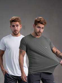 Kit 2 Dry Fit Polyamide T-Shirts - White / Gray - View 1