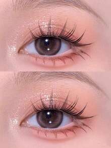 60pcs C-Curl Fluffy Cat Fairy False Eyelashes, Soft Natural Look Eyelashes, Glue-Free Design, Cute Cartoon Segmented False Eyelashes, Suitable For Beginners, Eyelash Clusters, Individual Lashes, False Eyelashes, Faux Lashes - C - View 3