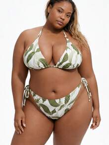 Biquini com corrente PLUS SIZE Feminino Brasileiro detalhes em corrente - floral verde - Visão 7