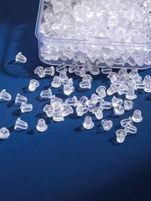 Approx. 500pcs Silicone Transparent Cylinder Ear Plugs Earrings Accessories Suitable For Women's Daily Wear (Come With Transparent Jewelry Storage Box), DIY Jewelry Accessories Anti-Slip Silicone Ear Plugs, Plastic Transparent Earrings - Transparent Big Box - View 5