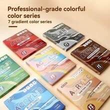 Bộ bút vẽ màu acrylic 84 màu, 7 sắc độ chuyển màu, 12 chiếc/hộp, khô nhanh, thích hợp cho vải bố, vải, đá, gốm sứ, gỗ và thủy tinh | Bộ dụng cụ thủ công chuyên nghiệp, quà tặng cho bé trai/bé gái (Giáng sinh & tựu trường) - Bút đánh dấu acrylic - Xem 12