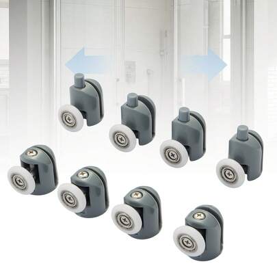 8-Pack  Shower Door Roller Wheels Shower Door Roller Pulley Shower Room Accessories Hanging Shower Door Rollers 4 Top And 4 Bottom Rollers For 4-5mm Glass Shower Door, Wheel DIY Repair Kit For Bathroom Enclosure Tracks