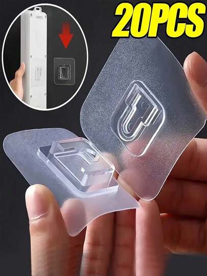 10个装壁挂式电源插座挂钩 - 悬挂式插座收纳挂钩架 - 节省空间的收纳整理架 - 适用于厨房、卧室、浴室、办公室、书桌、玄关、家居 - 理想的家居收纳用品 办公桌办公用品 办公装饰