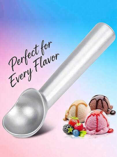 1pc Non-Stick Aluminum Ice Cream Scoop, Scoop, Scoop, With Anti-Freeze Handle, Durable Design, Easy To Clean, Suitable For Ice Cream, Dough, Smoothie, Almond And Other Kitchen Tools, Ice Cream Tool, Gift For Women, Men, Household
